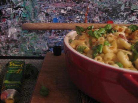 Macaronis aux légumes et au gorgonzola et cheddar