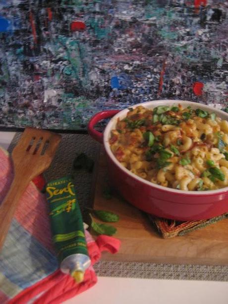 Macaronis aux légumes et au gorgonzola et cheddar
