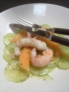 CARPACCIO CONCOMBRE MELON ET LANGOUSTINES