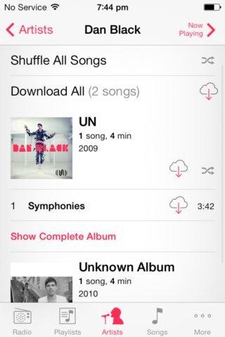 Aperçu iRadio sur iPhone iOS 7...