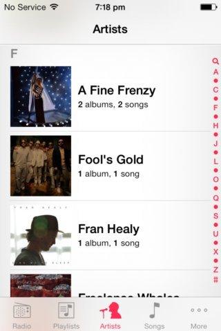 Aperçu iRadio sur iPhone iOS 7...