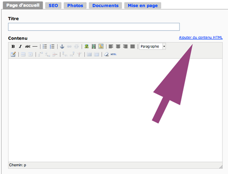 ajouter du contenu HTML sur une page