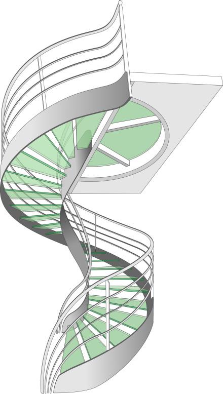 Dessin étude Escalier Design Hélicoïdal