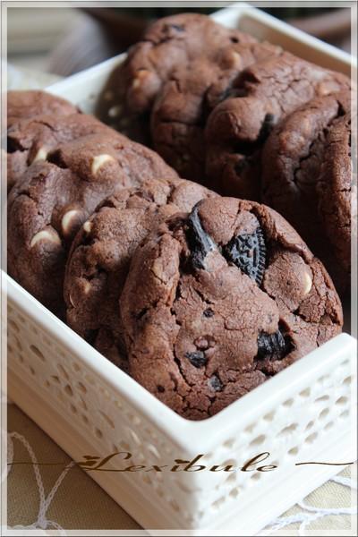 ~Biscuits triple chocolat aux biscuits Oréo~