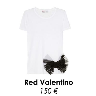 gal - tee shirt blanc a noeud noir red valentino