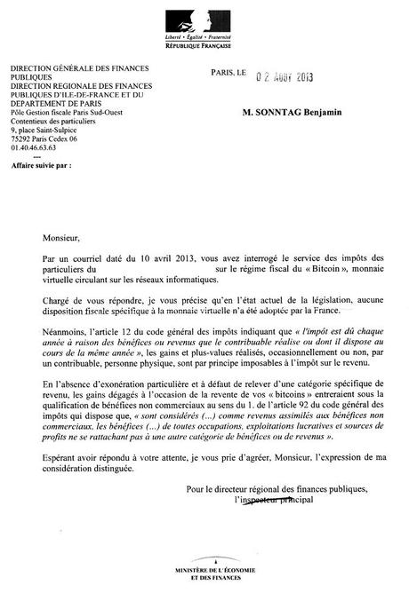 Bitcoin et déclaration de revenu en France, une réponse