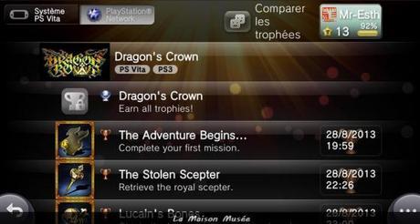 Trophées PS Vita PS3 Dragon's Crown