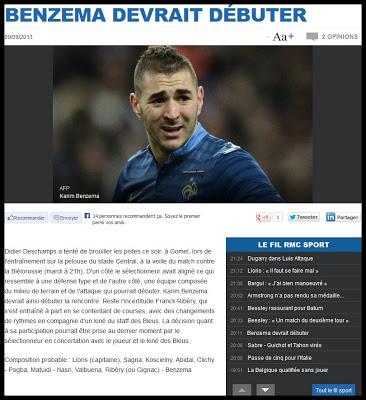 Le football français est pourri... (#Benzema titulaire...)