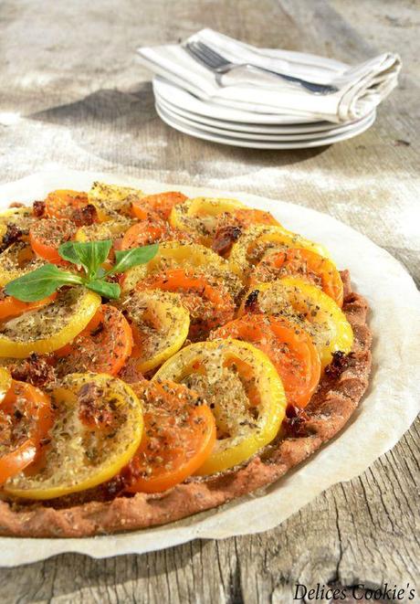 tarte fine tomates moutarde a l'ancienne tomates sechees pois chiches IG bas