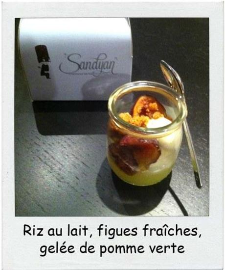 Sandyan Toulouse Riz au lait, figues fraîches, gelée de pomme verte par Yannick Delpech - Charonbelli's blog de cuisine