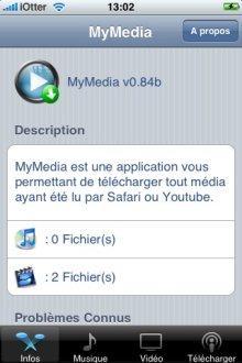 MyMedia enregistrement vidéos iphone 3