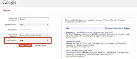 Capture d’écran 2013 09 11 à 16.29.30 Google Alertes : retour des alertes envoyées par RSS