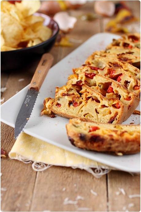 Cake aux trois poivrons et chorizo