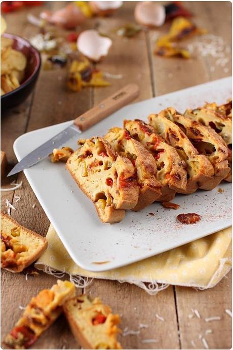 Cake aux trois poivrons et chorizo