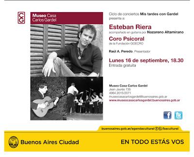 Esteban Riera au Museo Casa Carlos Gardel lundi prochain [à l'affiche]