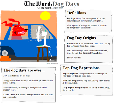 The Word of the Month (AUGUST 2013) : Dog Days