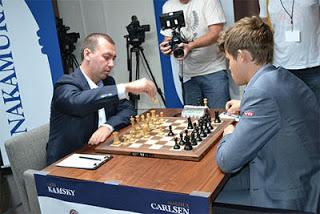 Echecs à Saint-Louis ronde 4 : Gata Kamsky (2741) 0-1 Magnus Carlsen (2862) - Photo © Chessbase  