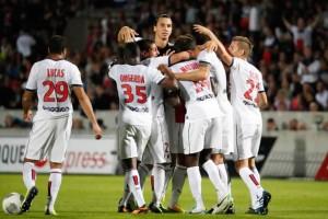 La joie des joueurs du PSG après le deuxième but