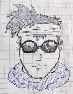 gribouille 1: portrait d'un jeune homme aux lunettes de soleil