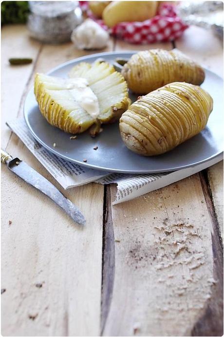 Éventail de pommes de terre à lail et à la fleur de sel