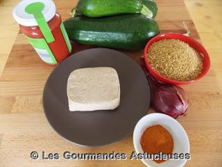 Plat complet aux courgettes, boulgour et tofu