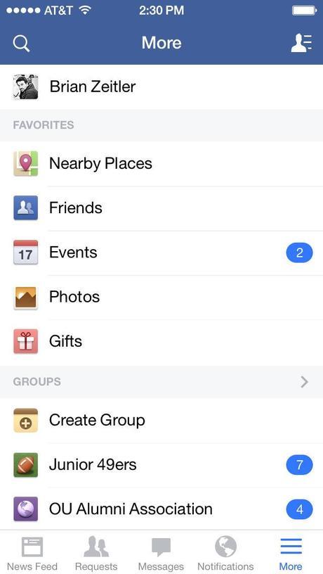 Facebook mis à jour pour l’iOS 7