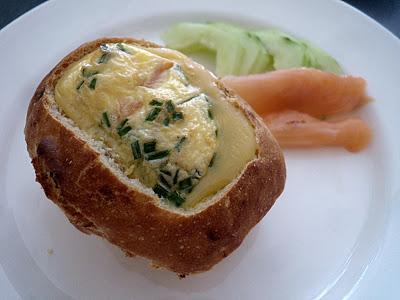 Egg boats truite fumée & ciboulette pour le défi boulange