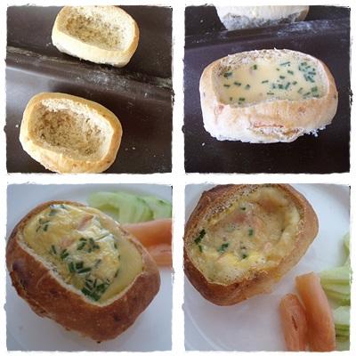Egg boats truite fumée & ciboulette pour le défi boulange