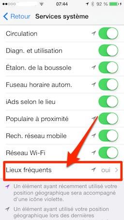 ios 7 reglages localisation 4 iOS 7: savez vous que votre iPhone ou iPad enregistre tous les lieux que vous visitez?