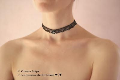 bijoux collier ras du cou gothique dentelle noir sexy femme victorien corset lingerie noire haut de gamme haute couture creation unique sur mesure
