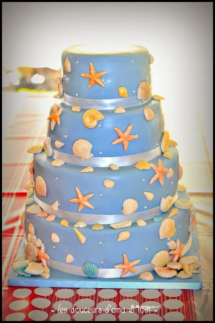 Wedding Cake sur le théme de la mer