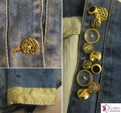 Customisation veste en jean avec série de boutons | Kustom Couture