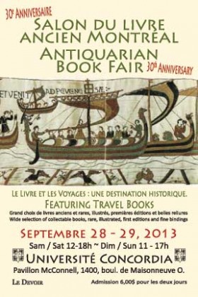 Évnement > 30e Salon du livre ancien de Montréal (28 et 29 septembre 2013)