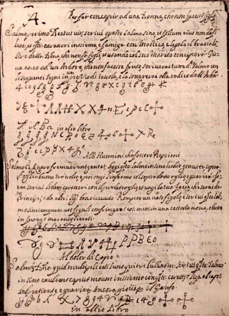 Expérimentations magiques extraites d'un opuscule de magie du XVème siècle utilisé dans le procès contre fra' Santo da Venezia - Archives Secrètes du Vatican - Sant'Uffizio
