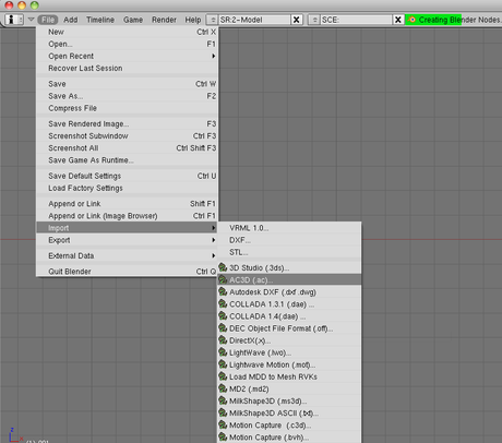 Exporter un objet de Google Sketchup vers Opengl via Blender
