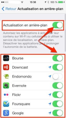 iphone actualisation arriere plan iOS 7 : comment maximiser l’autonomie de votre iPhone ou iPad