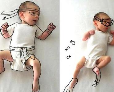 Quand une jeune maman créative Photoshop son nourrisson