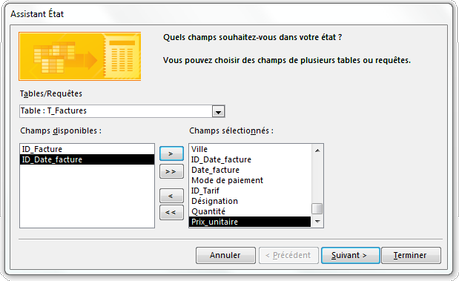 Assistant état - Tables T_Clients T_Date_facture T_Factures