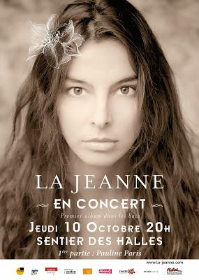 A ne pas rater ! La Jeanne en concert le 10 octobre à 20h au Sentier des Halles !