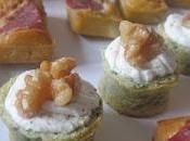 Mini muffins épinards, mousse fromage chèvre noix