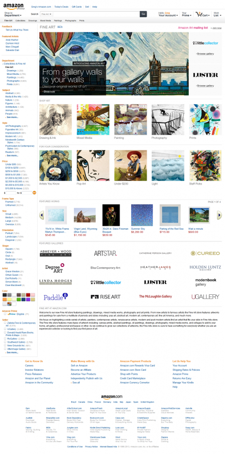 Amazon Art - Page d'accueil de la plateforme © Amazon