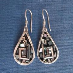 Bijoux en nacre d'abalone boucles d'oreilles argent avec nacre d'abalone
