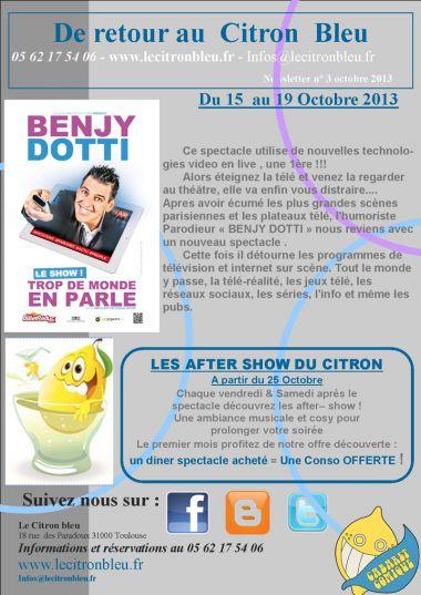 Benjy DOTTI dans « On air ou la TV comme vous l'avez jamais vu » au Citron bleu