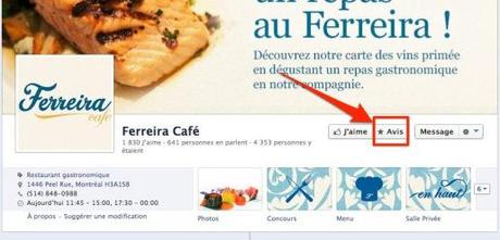 avis note etoiles page commerces resto facebook Facebook ajoute un bouton qui vous permet de noter les restaurants commerces et lieux