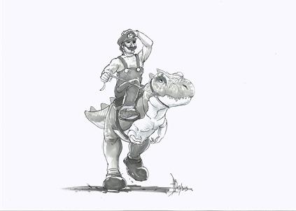 Mario chevauchant Yogi, le dessin gros lot d'Alain Bénéteau