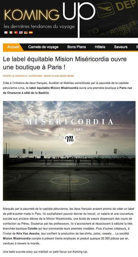  Le label équitable Mision Miséricordia ouvre une boutique à Paris ! 