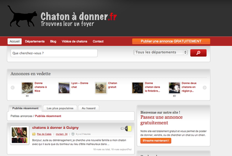 ChatonADonner - Le site pour donner ou récupérer un Chaton