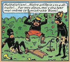 tintin au congo et l'artillerie détruite