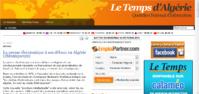 Capture d'écran du site Le Temps d'Algérie, quotidien national d'information