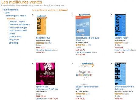 Top des ventes de livres Internet sur Amazon